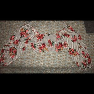 Floral Straight Shoulder Crop Top